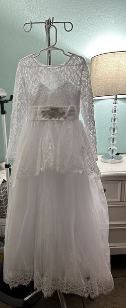 White Flowers Girl Dress  Sz 10-11