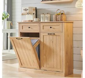 New-New- Tilt Out Trash Cabinet, 20 Gallon Farmhouse Laundry Hamper Cabinet ( without Laundry basket)