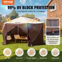 Pop Up Gazebo Tent, Pop-Up Screen Tent 6 Sided Canopy Sun Shelter with 6 Removable Privacy Wind Cloths & Mesh Windows, 10*10ft  Quick Set Screen Tent 