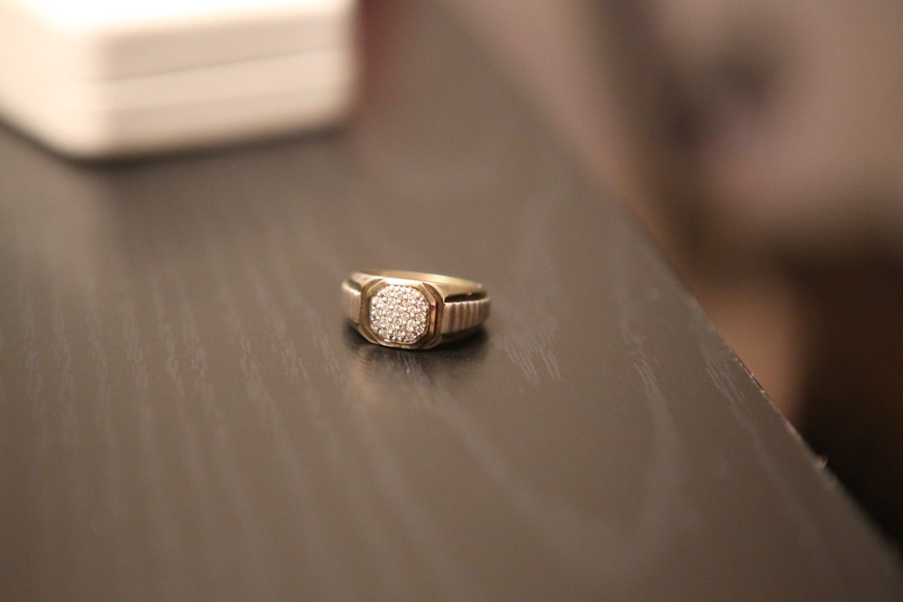 Men's 1/4 Carat Diamond Ring 925 Gold plated