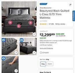 Brand new - King size Beautyrest Mattress- Black quilted L-class 13.75” Firm