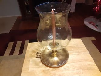 Gorgeous Looking BRASS and Glass CANDLE HOLDER THIS is a Big CANDLE HOLDER