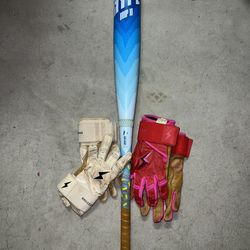 Easton Hype Fire “Arctic Flame” 29/19 And Bruce Bolt Gloves