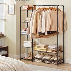 New 72 Inch Large Portable Closet, Clothes Rack for Hanging Clothes,Heavy Duty Garment Rack, Storage Organizer with Shelves