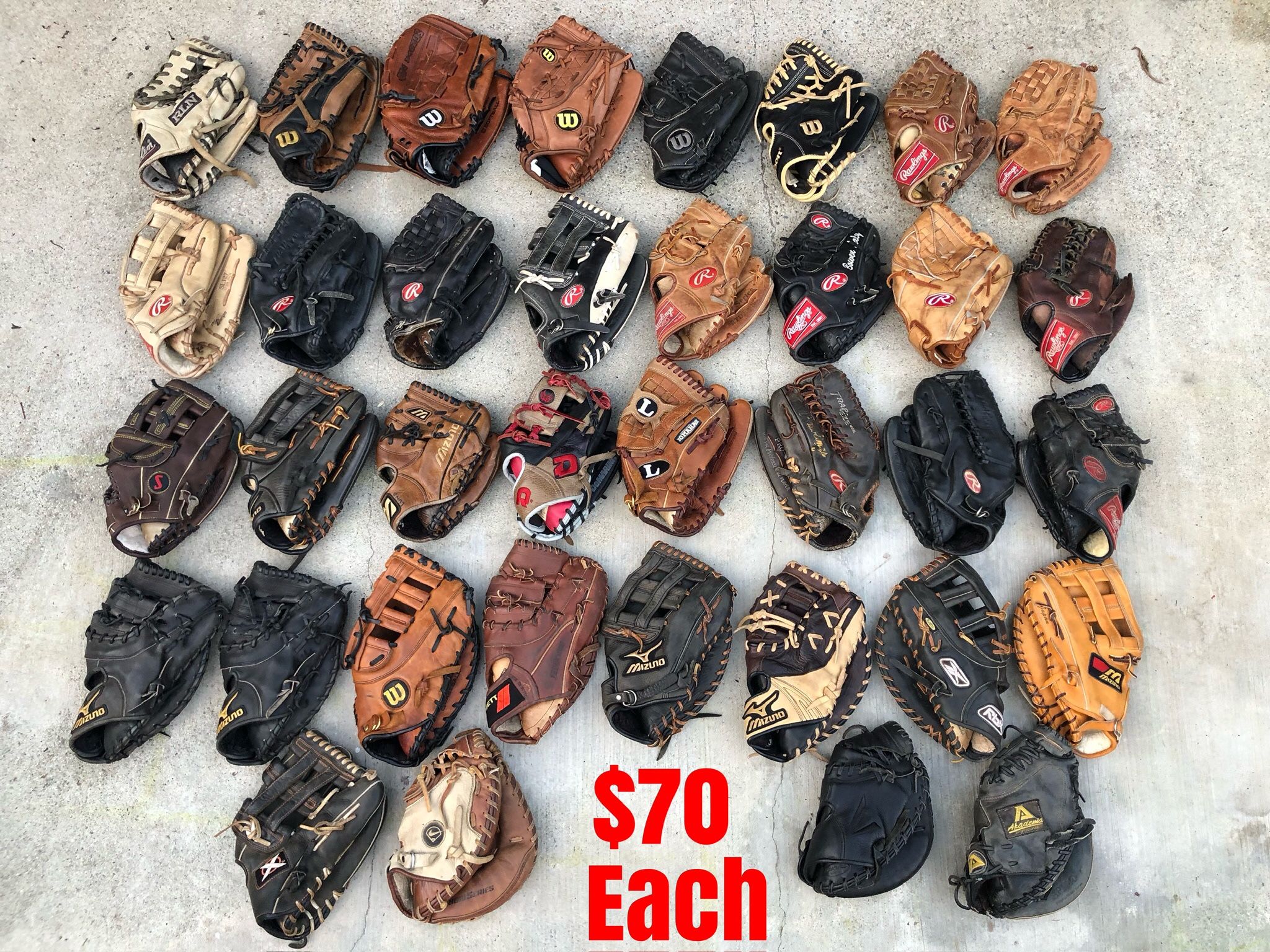 Baseball Gloves $70 Each Firm Price Have More Baseball And Softball Equipment Available