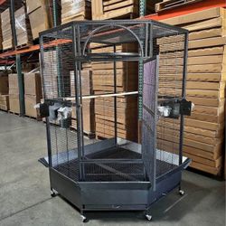 XL Parrot Escape Jumbo Corner Bird Aviary Cage H73" Macaws Parrot Cockatiels