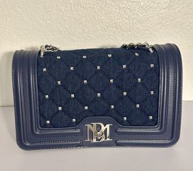 Navy Denim Purse with Studs