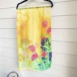 Vintage 70s Colorful Floral Scarf,