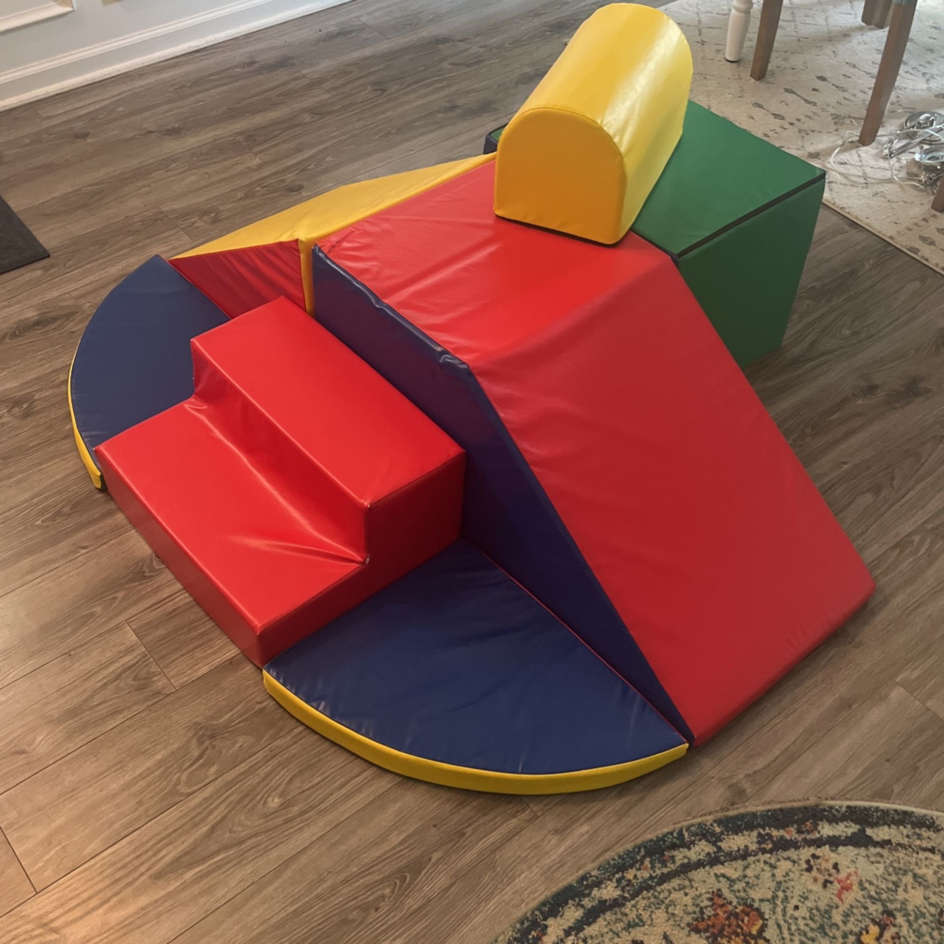 Foamnasium Adventure Indoor Foam Playset, 7 Piece Soft Toddler and Kids Active Playset for Crawling, Climbing, Building and Jumping, Made in The US, P