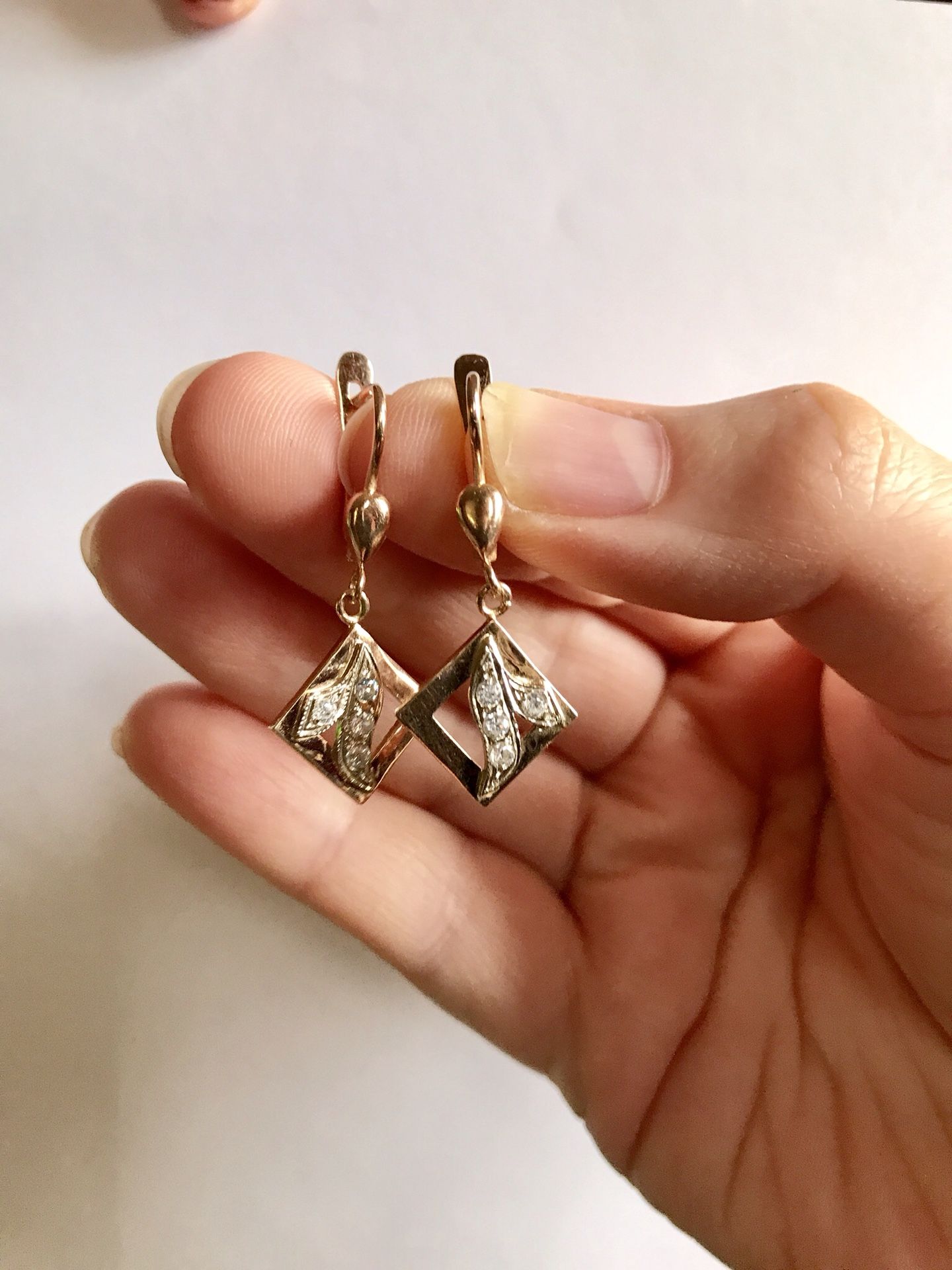 Gold Earrings 14K(Russian Gold 585)