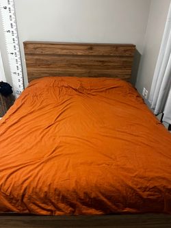 Queen Wooden Storage Bed Frame with Headboard Shelving and mattress included