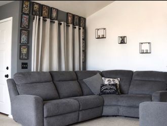 Gray Fabric Sectional Recliner Sofa