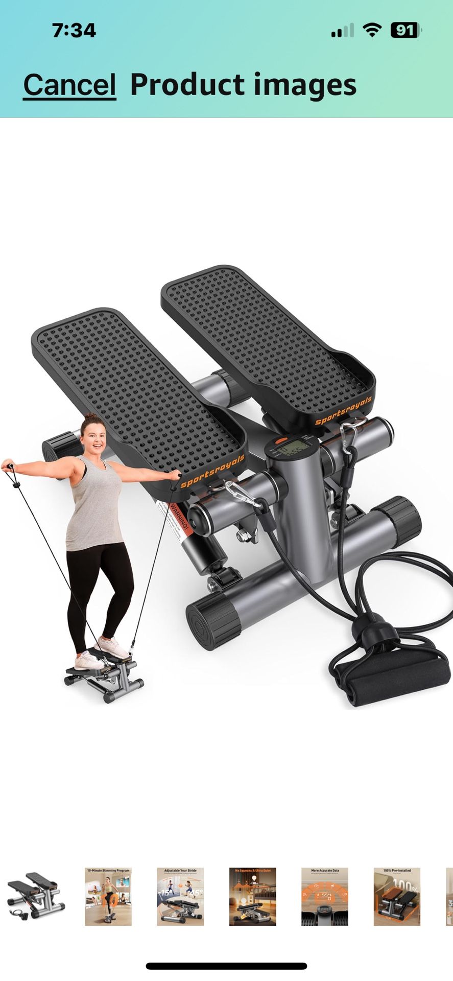 Like New! Sportsroyals Stair Stepper for Exercise, Mini Steppers with Resistance Band, Hydraulic Fitness Stepper Exercise Home Workout Equipment for F