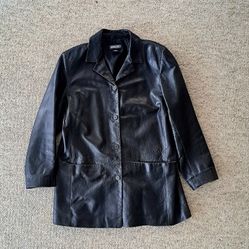 Vintage Lands End Lamb Leather Blazer Coat Jacket 14/16