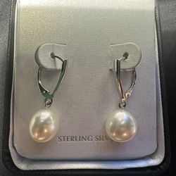 Sterling Silver And Pearl Earrings 