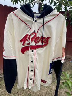 San Francisco 49ers baseball jersey hybrid black long-sleeve hoodie