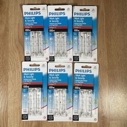 Lot of 6 (12 bulbs) Phillips Work & Security Light Bulbs 120V/100W