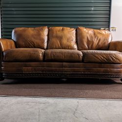 Beautiful Comfortable Brown Leather Sofa Couch 
