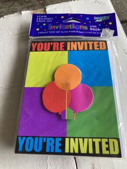 Birthday Invitations Eight Per Package With Eight Envelopes. New In Package.