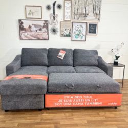 Coddle Aria Gray Fabric Sleeper Sofa w/ Storage | Free Delivery
