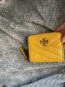 Tory Burch Kira Chevron Compact Wallet Bifold Yellow Leather 