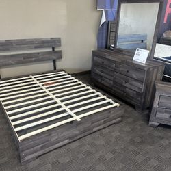 Brown Grey Queen Bedroom Set 