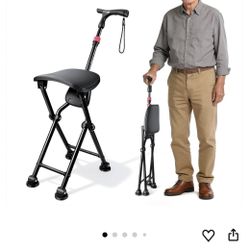 HZZEDNG-Hold 400 lbs Folding Canes with Seat, Allows Durability While Walking and Convenience for Sitting, Aluminum Portable Anti-Slip Cane Seat, Heig