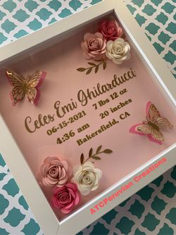 8” X 8” Birth Stats Shadow Box