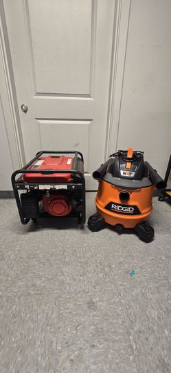 GENERATOR 3200/4000 watts and vacuum ridgid 14gal 6hp