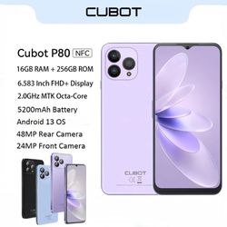 6.58" CUBOT P80 8GB+256GB 4G Smartphone Android 13 5200mAh 48MP+24MP Cameras NFC