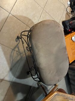 Wrought Iron Stool with Upholstered Seat