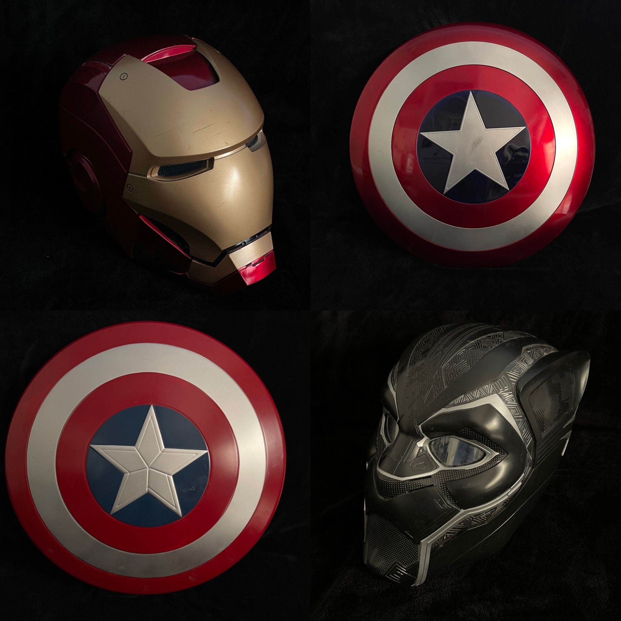 Hasbro Marvel Legends 2016 Iron Man, Black Panther Helmet, Captain America Shield - READ 