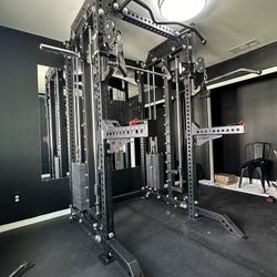 PRO SERIES Ultimate 3-1 Half Rack Functional Trainer w/Smith Machine Bar | 400lb Stack | Gym Equipment | Fitness | Commercial | Squat Rack 