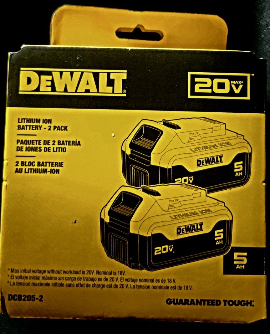 DeWalt DCB205-2 5.0Ah Battery Two Pack.