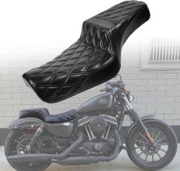 2up seat Fit Harley Sportster XL883N X48 2.0-3.3GAL Black-Diamond for 2.0-3.3GAL Fuel Tanks for2004-2006&2010-2022 Iron883 XL1200 72 Front Rear Driver