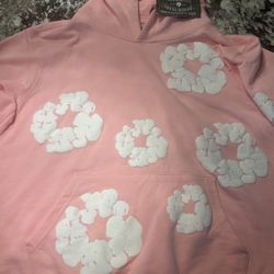 pink denim tear hoodie