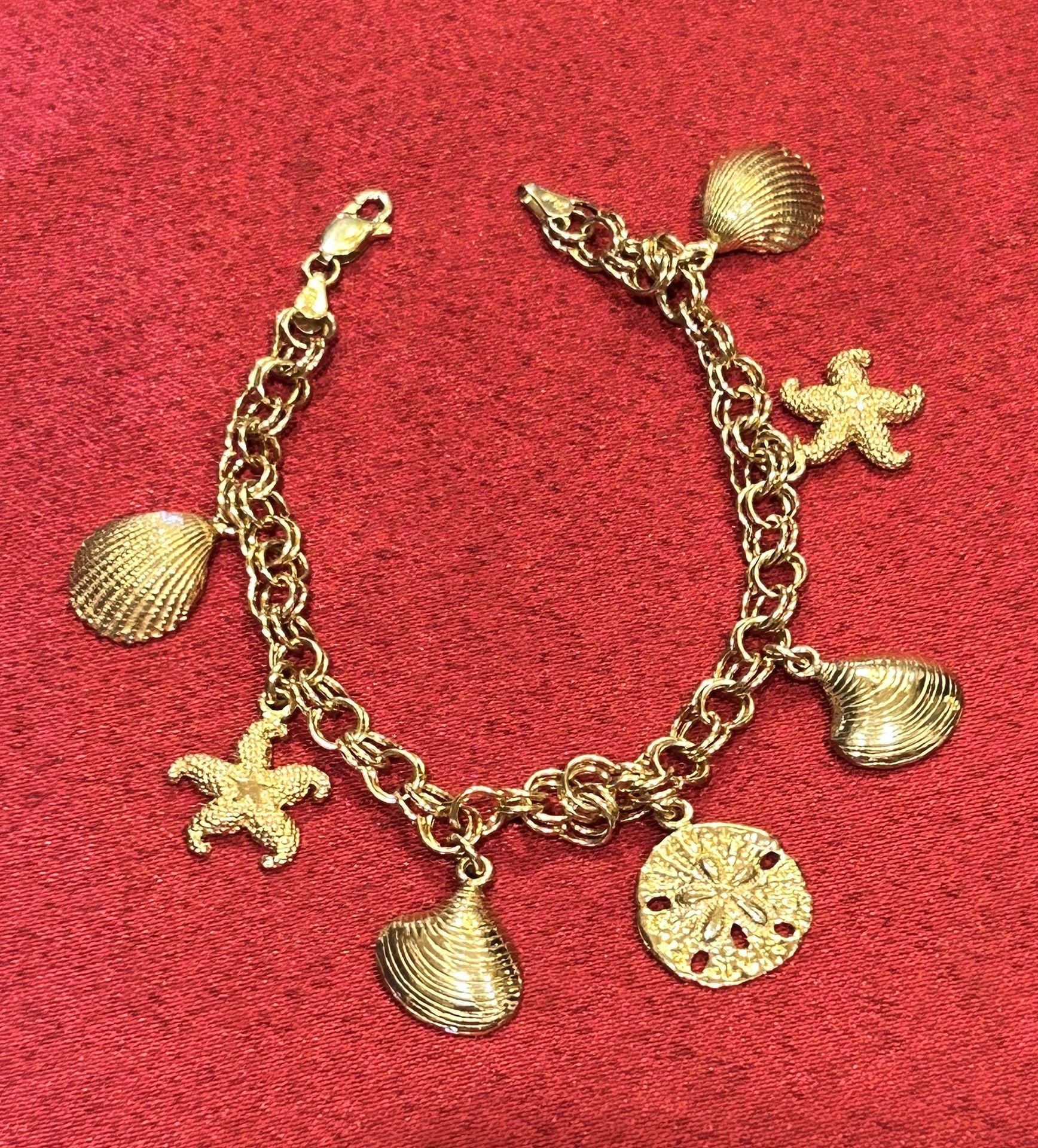 Beautiful Vintage Rare 14K (11.43g) ZRW Ocean-Themed Charm Bracelet