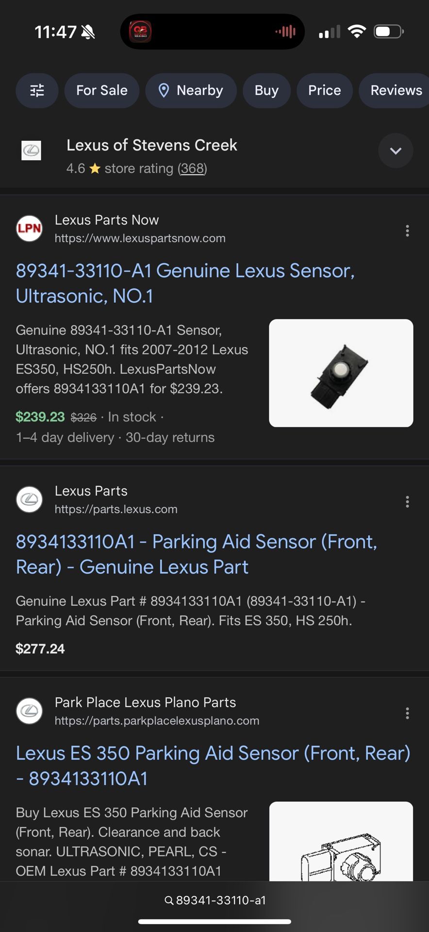 Toyota Parking Sensor