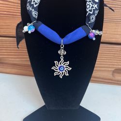Evil Eye 🧿 Sun Pendant Bandana Necklace Summer Beach Tie-on Adjustable Bandana Fashion Statement Necklace For Women 