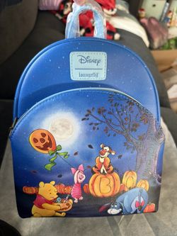 NEW Loungefly Disney Winnie The Pooh Pumpkin Patch Halloween Mini Backpack