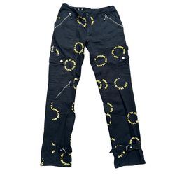 Vlone Bondage Cargo Pants Black and Yellow Size Medium