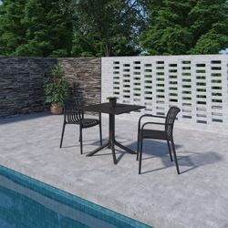 Brand New 3-Pieces Square Black Bistro Set, Outdoor & Patio Furniture