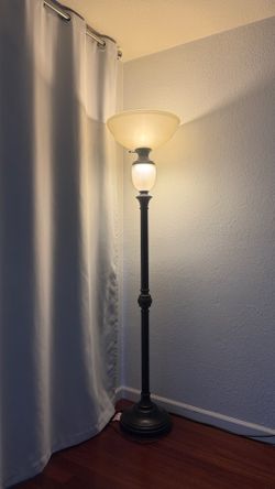 Traditional Decorative Torchiere Floor Lamp – Frosted Glass Shade