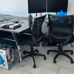 Computer Table 2, Computer Chairs, Two Monitors One Dell Computer