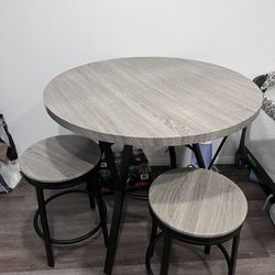 Kitchen Round Gray table With 4 Stool Chairs Seats