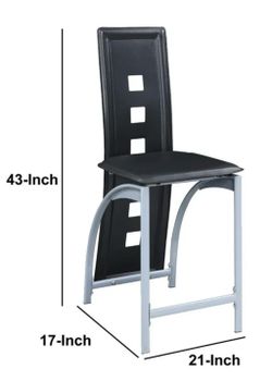 Metal & Faux Leather High Chair With Eyelet Design, Black, Set of 4
