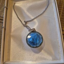 Catholic blue enamel metal of Our Lady Of Lourdes