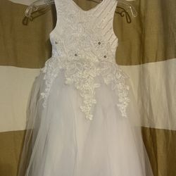 Girls White Formal Dress Size 4