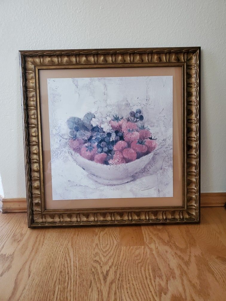 Strawberry Wall Haning Frame 17 X 17"