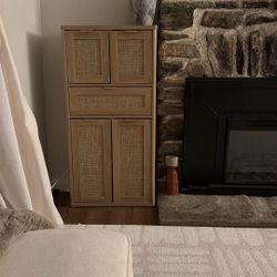 Set Of 2 ASSEMBLED 48" Tall Storage Cabinet,Rattan